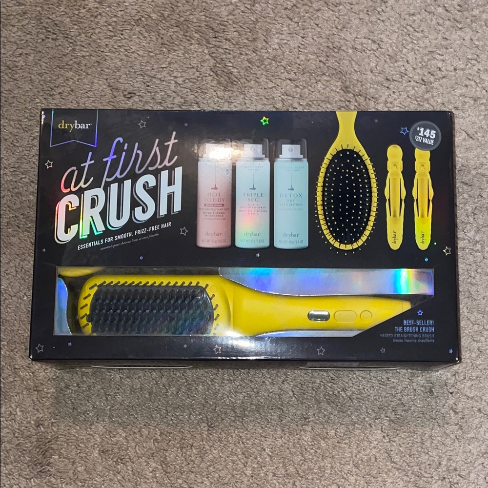 Drybar at first Crush Yellow Hair Styling Set with Brush, Hairspray and Clips